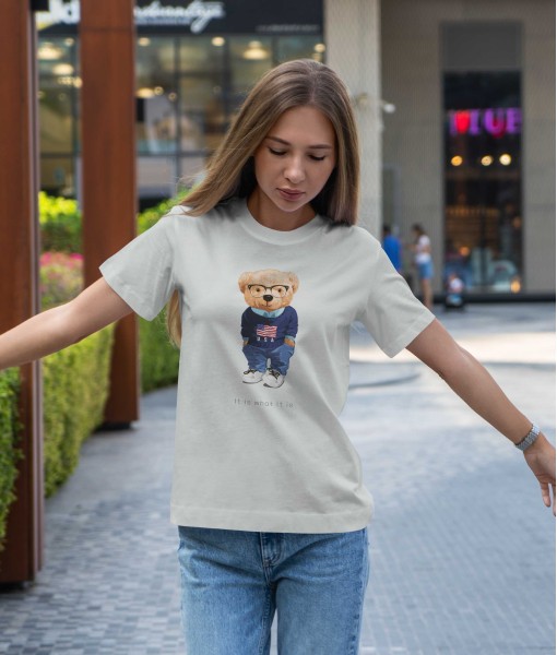 Дамска тениска с щампа Мечета USA Bear